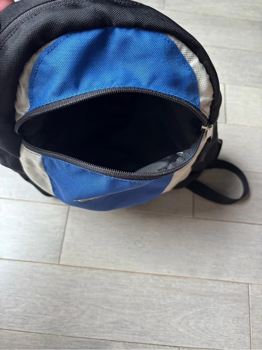 Vintage Eddie Bauer Blue And Black Nylon Mini Small Hiking Backpack Rucksack